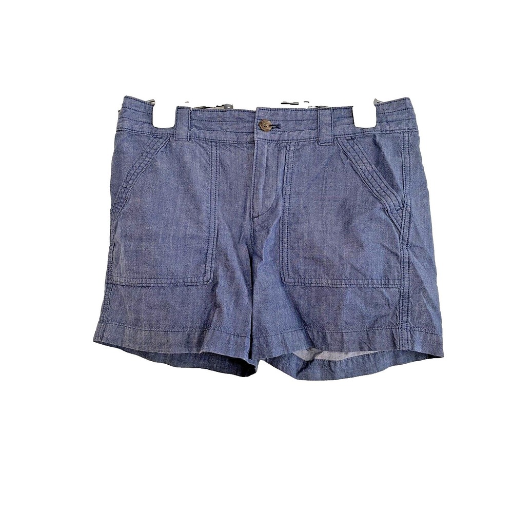 Banana Republic Chambray Shorts Womens 2 Blue City Chino Flat Front Preppy Denim